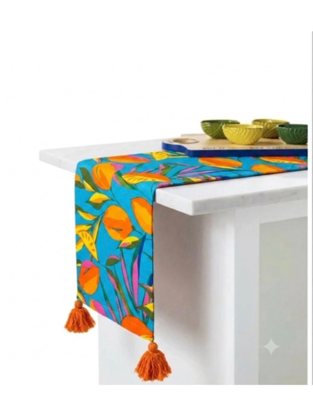 Tabitha Brown for Target Tropical Floral Table Runner Blue Orange Pink